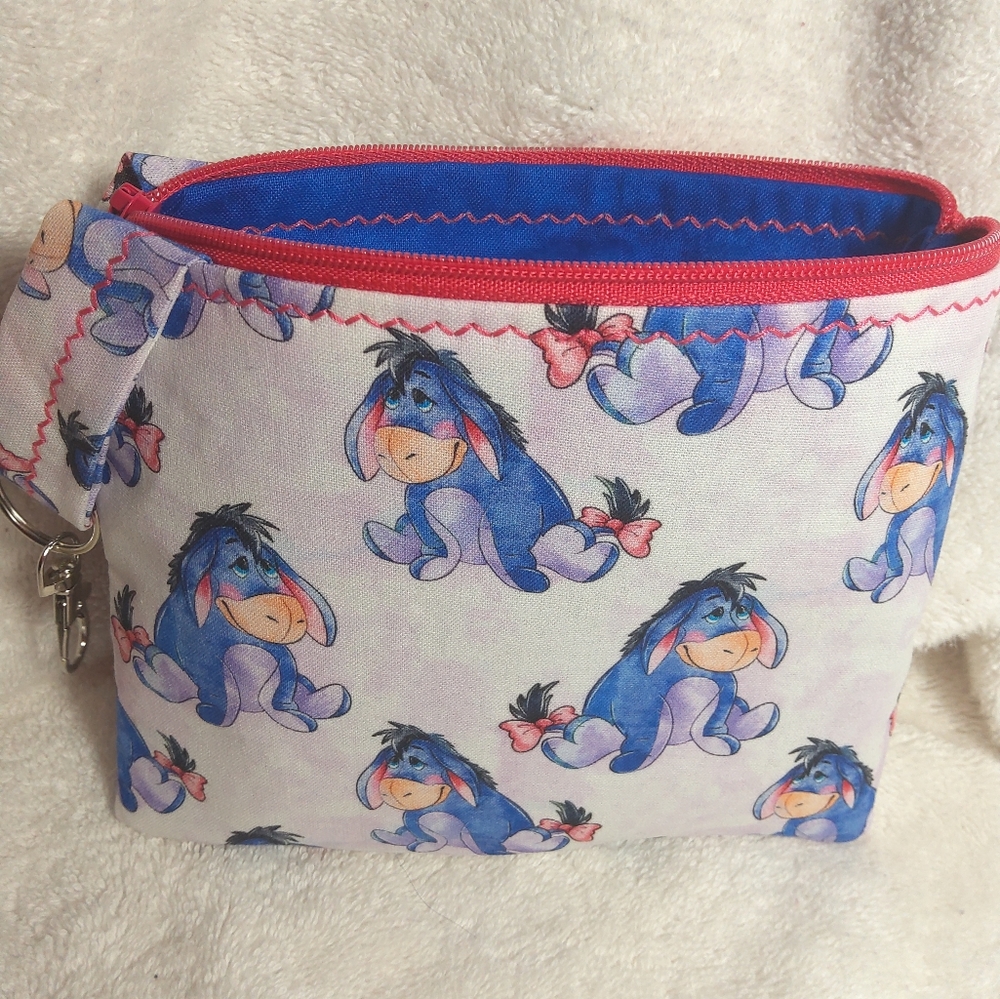 Eeyore inspired coin Bag Zipper pouch handmade